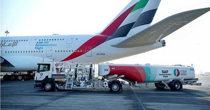 Emirates, %100 SAF ile A380 gösteri uçuşu gerçekleştirdi