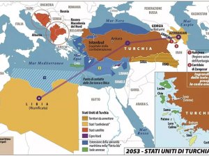 İtalyan dergisi haritası: Türkiye Birleşik Devletleri 2053